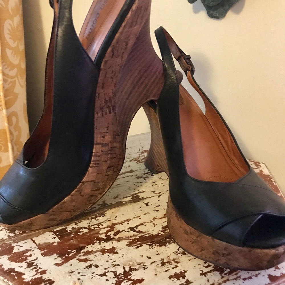 CORSO COMO Black Wedge Platforms - Picture 3 of 8